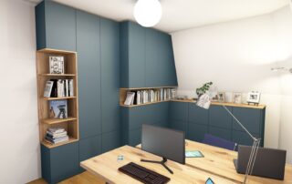 Viel Stauraum und Ordnung im Arbeitszimmer