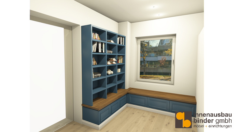 Entwurf Einbaugarderobe blau