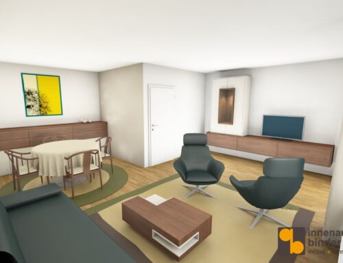 Wohnzimmer und Esszimmer in einem Raum
