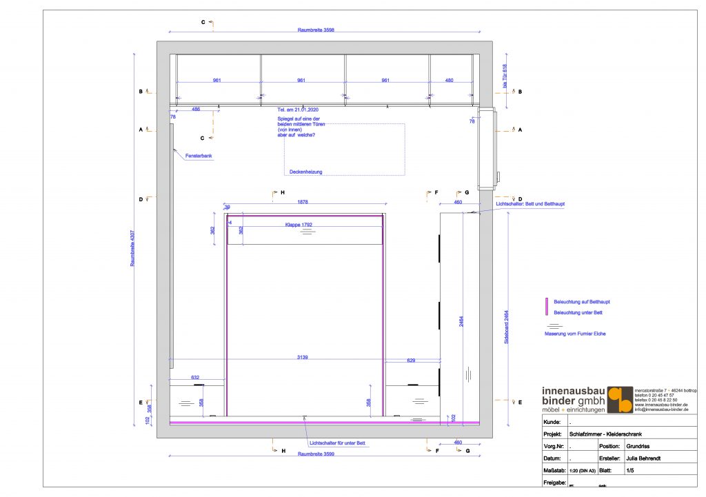 Grundriss Zeichnung Schlafzimmer
