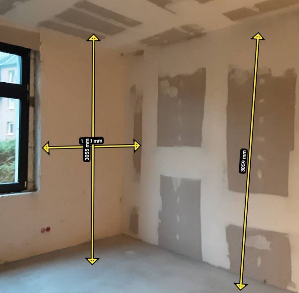 Aufmaß Schlafzimmer im Rohbau