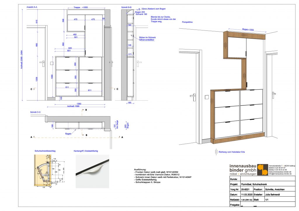 Zeichnung Schuhschrank